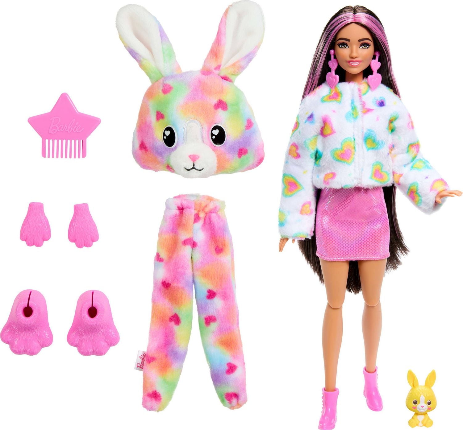 Barbie Cutie Reveal Rêve couleur Poupée et acc. Lapin, 10 surp.