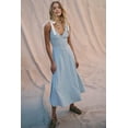 thumbnail image 3 of Women Casual Summer Smocked V Neck Beach Striped Sleeveless Sundress Flowy Long Dress with Pockets Light Blue S, 3 of 5