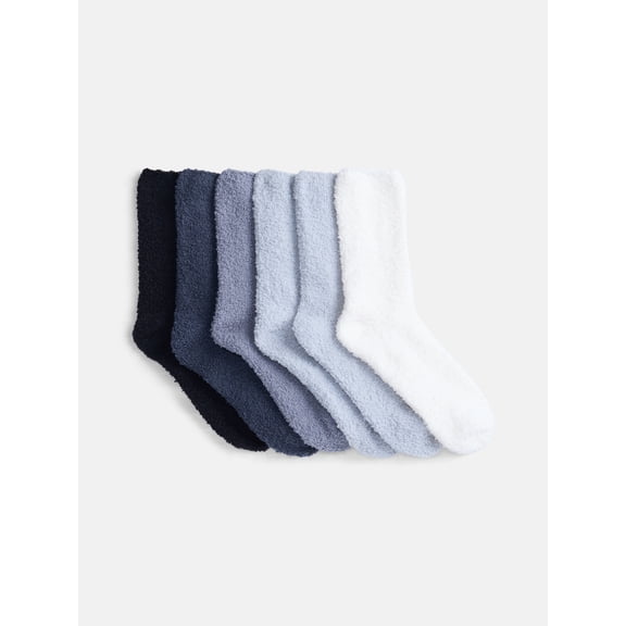 Joyspun Women's Cozy Crew Socks, 6-Pack, Size 4-10