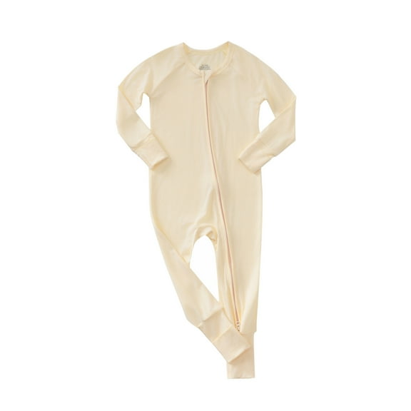 Nafuu Baby Girls Bodysuits Solid Color Crew Neck Long Sleeve Soft Fiber Romper Outfit For Toddlers Everyday Party Wear With Matching Hat Girl Bodysuit,Beige,0-3 Months
