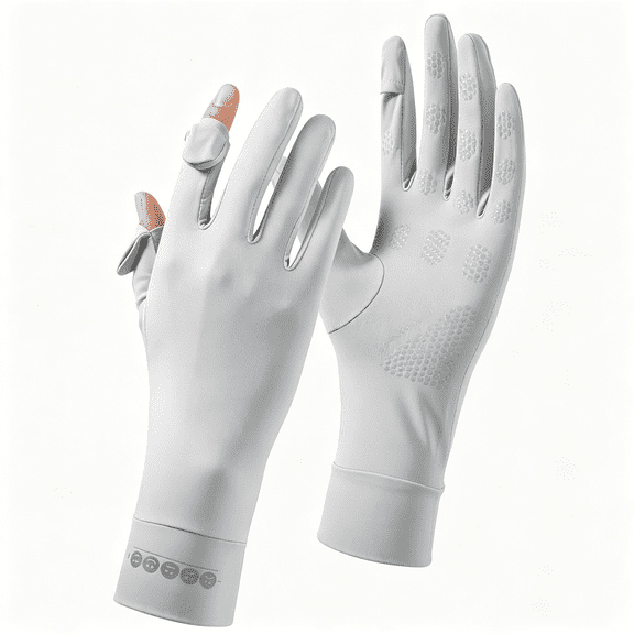 TELOLY Summer Sun Protective Gloves for Women,Ice Silk Uv Protection Mittens,Non-Slip Touch Screen Driving Gloves for Cycling,Riding,Golfing,Hiking