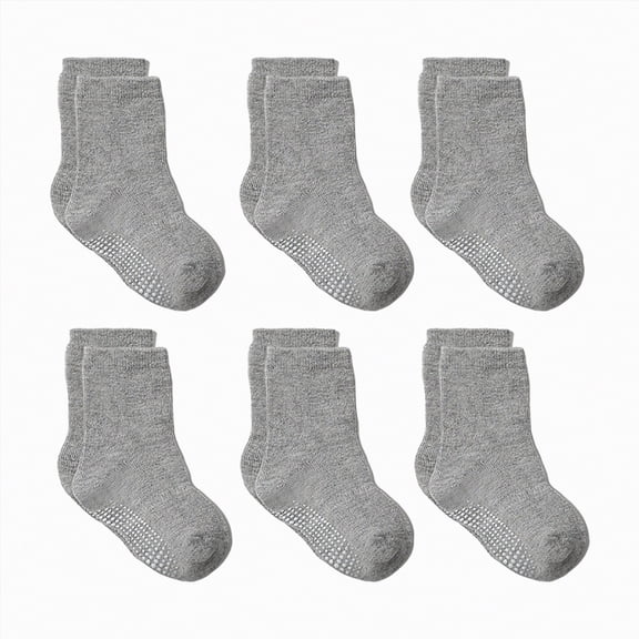 HCNTES Children's Socks Set for Boys Girls Daily School Activities Socks Solid Color Spring Summer Cotton Non Slip Grip Crew Socks for Kids 1T 2T 3T 4T 5T 6T 7T(L01-I,5-7 Years)