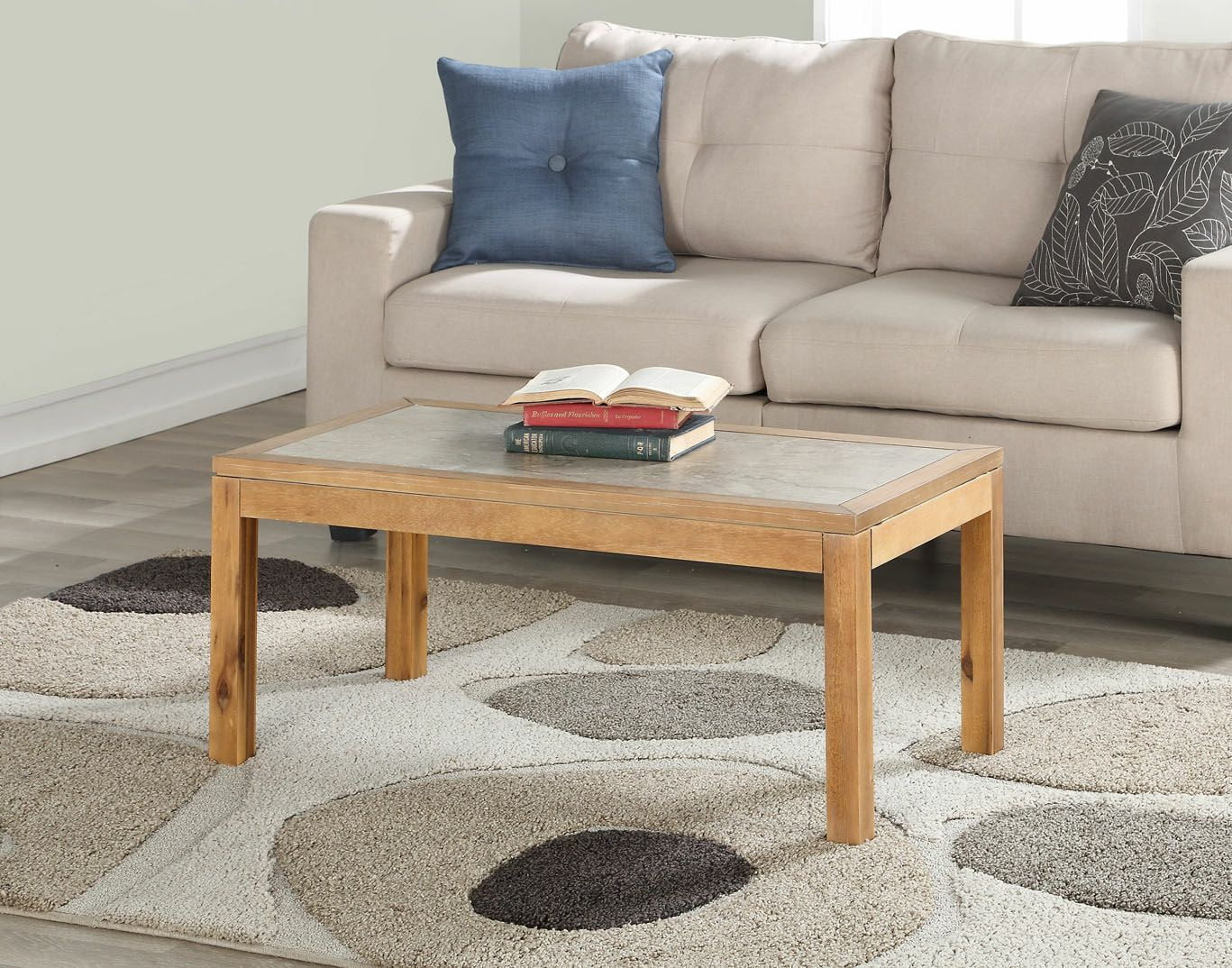 Mainstays Glenmore Faux Concrete Top Coffee Table, GrayWash Wood