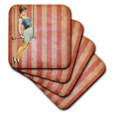 3d Rose 3drose Vintage Trapeze Girl, Soft Coasters, Set Of 4