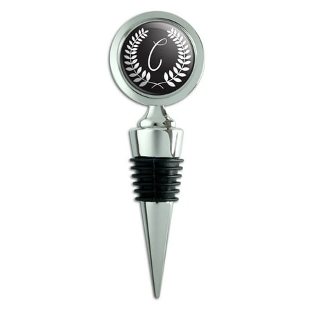 

Letter C Monogram Olive Leaves Wreath Calligraphy Wine Bottle Stopper