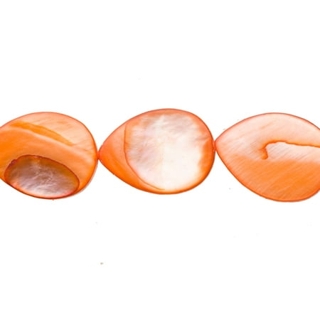 Beaded Teardrop Pendant - Orange Mother-Of-Pearl Tear Drop Shell Beads Size:17x12mm