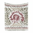thumbnail image 1 of Art Soft Flannel Fleece Throw Blanket, Retro Style Eagle Heart Chief Trail Grunge Effect and Geometric Motif, Cozy Plush for Indoor and Outdoor Use, 60" x 80", Sage Green Ruby and Tan, by Ambesonne, 1 of 6