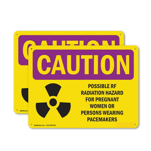 (2 Pack) Possible RF Radiation Hazard With Symbol OSHA Caution Radiation Sign