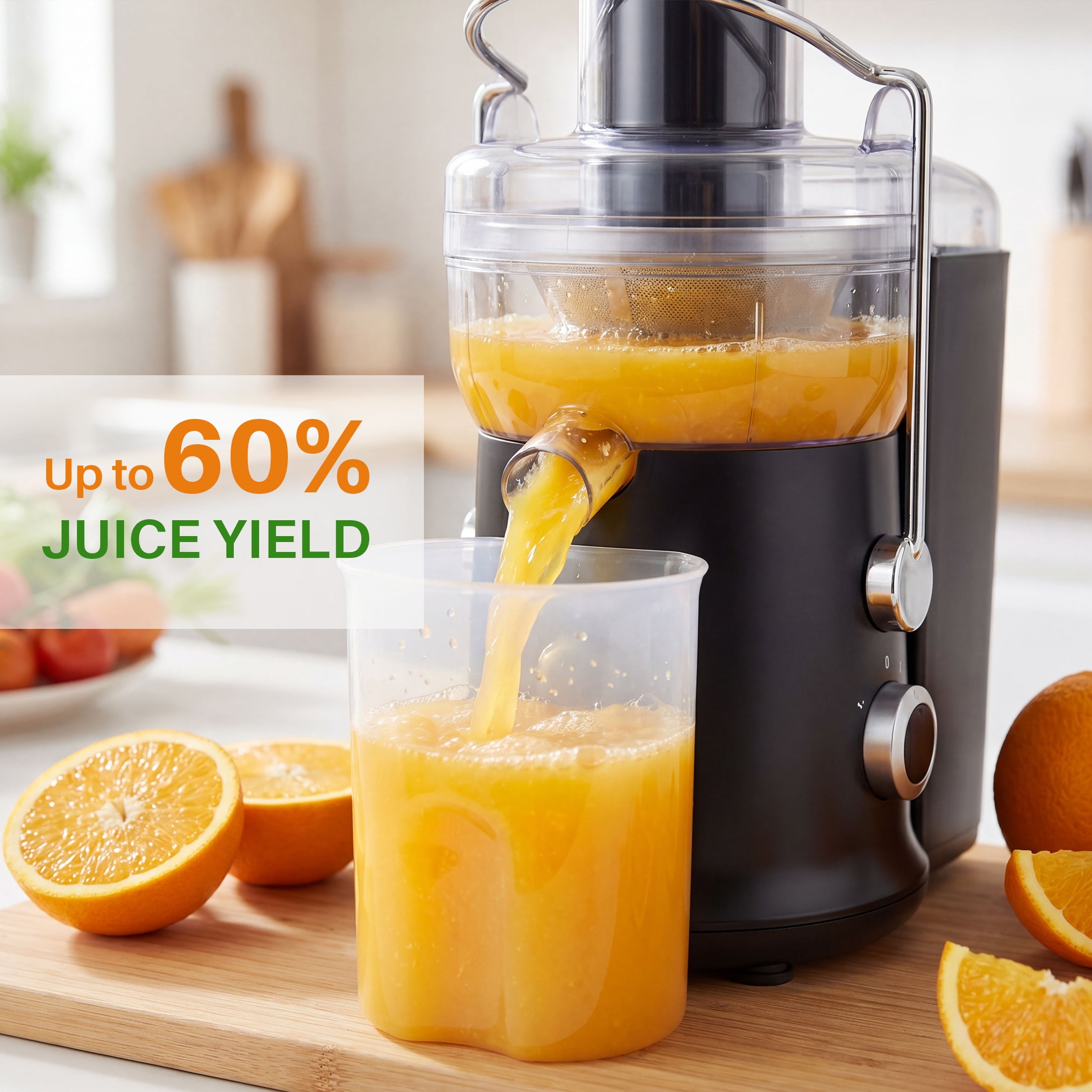 EDX 2.6 Inch Electric Juicer Machine, Centrifugal Juicer with Wide Feed Chute for Whole Fruits and Vegetables, Easy to Clean, Black