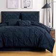 thumbnail image 2 of Chezmoi Collection 10-Piece Bed in a Bag Comforter Set, Pintuck Design, All Season Soft Microfiber Bedding with Sheets, Pillow Shams & Decorative Pillow, Midnight Navy, Full, 2 of 9
