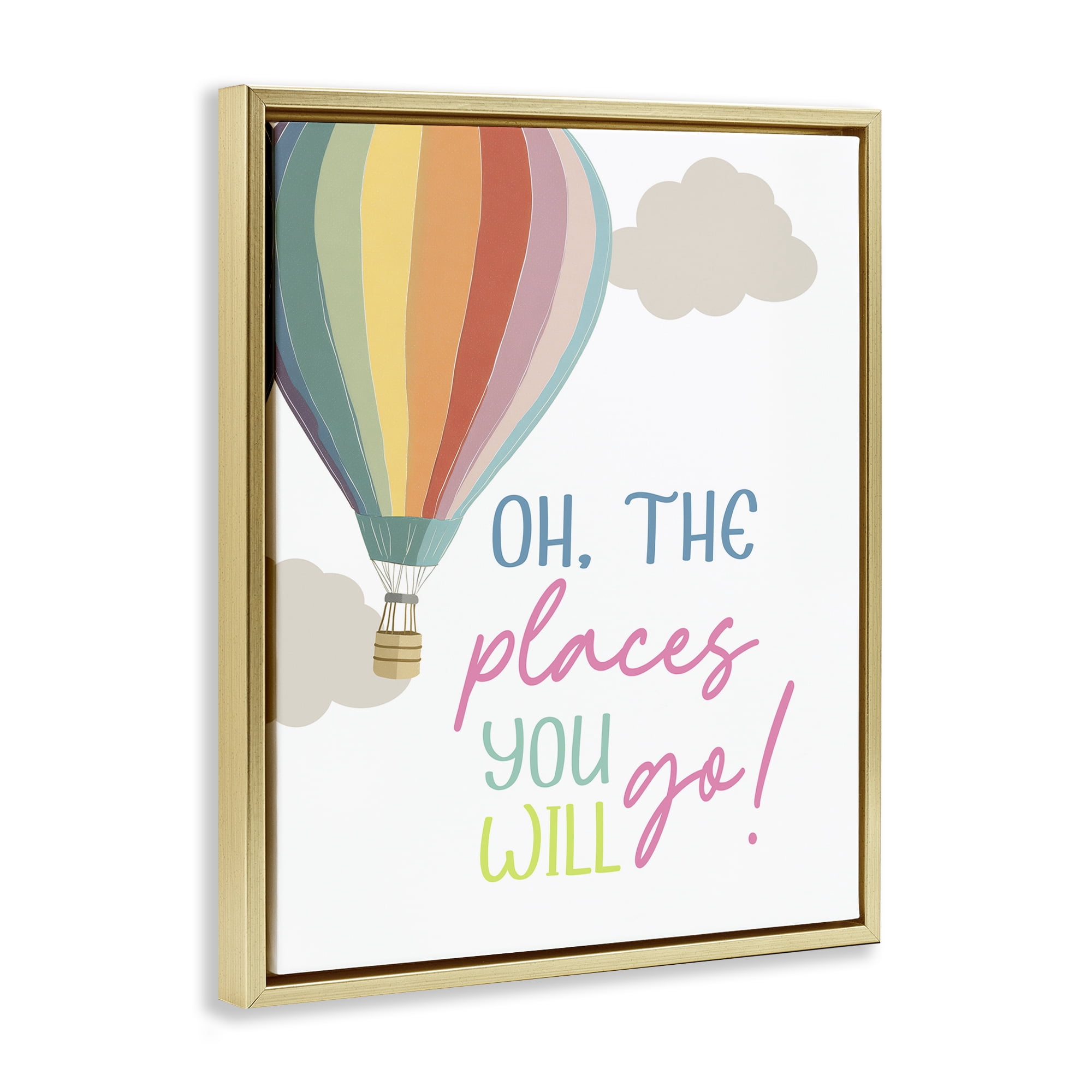 Stupell Industries The Places You Will Go Gold Framed Floater Canvas Wall Art, design by Christine Simpson Art