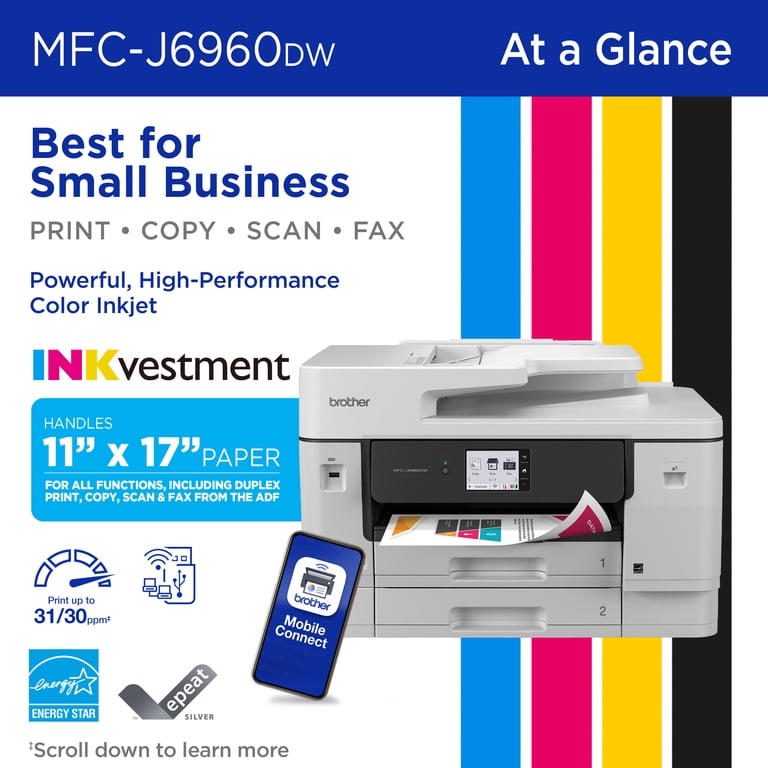 Brother INKvestment MCF-J6960DW Wireless Color Inkjet All-in-One