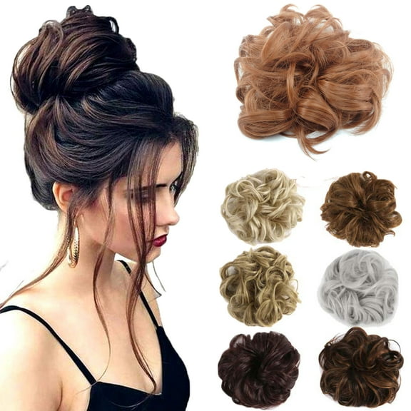Messy Hair Bun Hair Scrunchies Extension Wavy Curly Wedding Donut Hair Extensions Hairpiece Wig