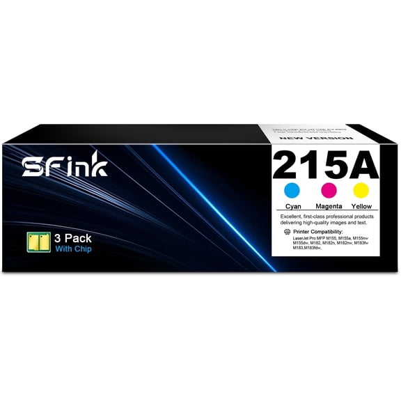 215A 3 Pack Toner Cartridges Compatible for HP215A W2311A W2312A W2313A for Color LaserJet Pro MFP M183fw M182n M182nw M182 M183 M155 M155a M155nw (Cyan Magenta Yellow)