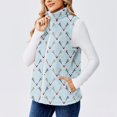 thumbnail image 4 of Women's Retro Printed Fashionable Warm Fleece Cardigan Vest Coat, Open Front Sleeveless Jacket for Unique Layering and Stylish Comfort,Blue,L, 4 of 6