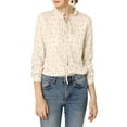 thumbnail image 3 of Allegra K Women's Tie Ruffled Neckline Polka Dots Floral Blouse Tops, 3 of 7