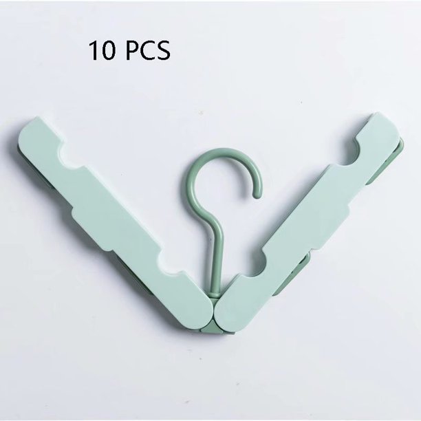 Colgador plegable Viaje Portátil Colgador mágico Casa Antiesclavitud Rompevientos Fecha límite Ropa Soporte suspendido (10 perchas plegables de color verde claro (nuevas)) LingWen 8390615583305