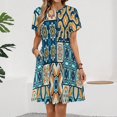 thumbnail image 2 of Traditional Ornate Portuguese Pattern Dress Summer Street Style Dresses Female Short Sleeve Printed Sundress, 2 of 7