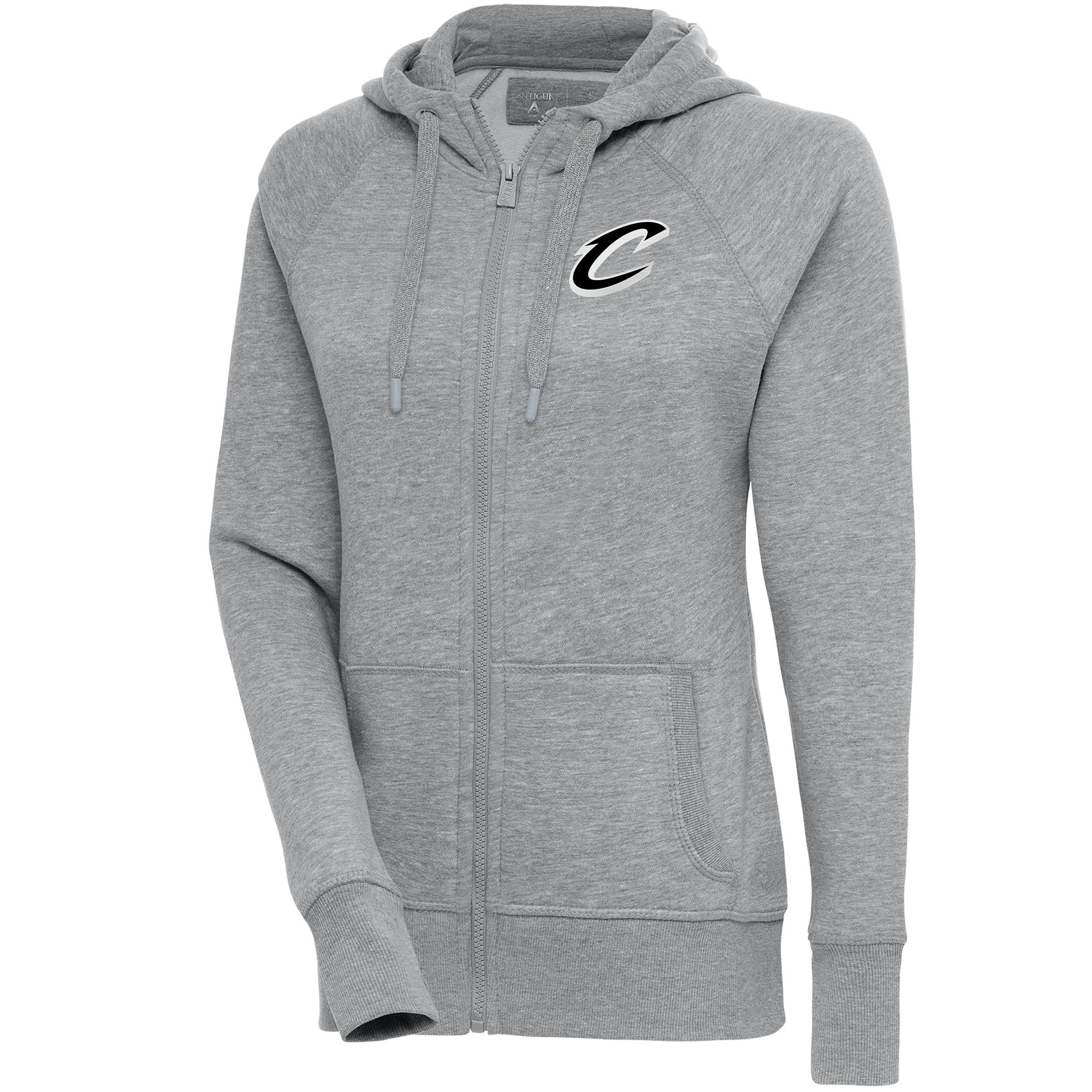 Women's Antigua Heather Gray Cleveland Cavaliers Brushed Metallic Victory Full-Zip Hoodie