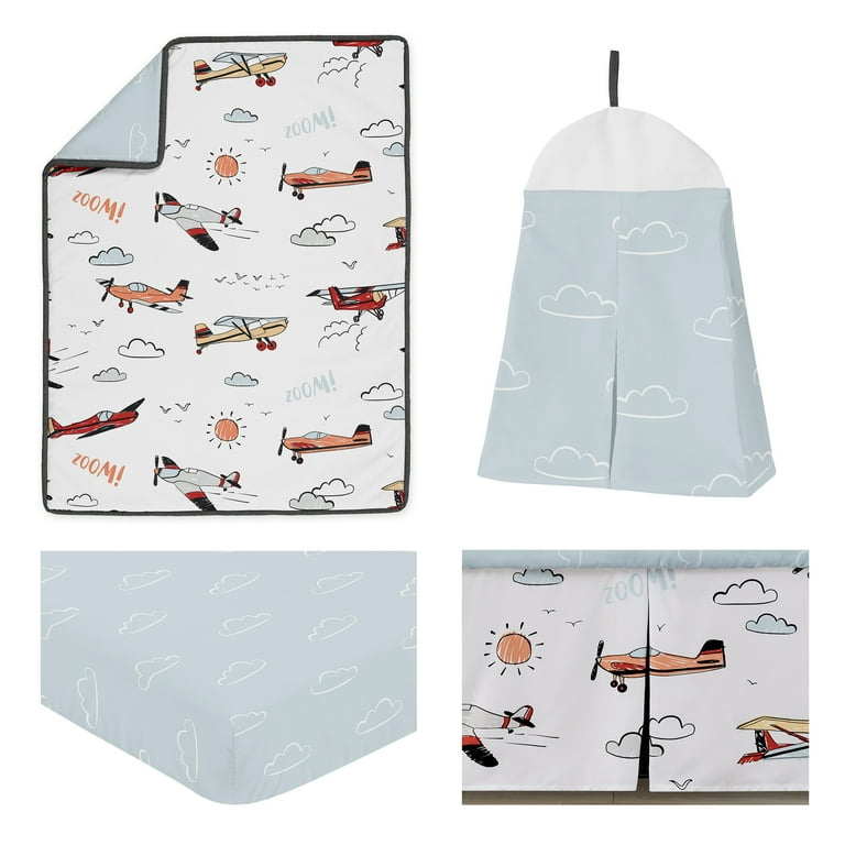 Vintage airplane top crib bedding set