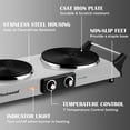 thumbnail image 6 of Techwood 1800W Stainless Steel Dual Hot Plate with Stay Cool Handles, Stainless Steel Hot Plate for Kitchen, Dorm, and Camping(Silver), 6 of 7