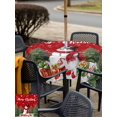 thumbnail image 4 of Outdoor Tablecloth with Umbrella Hole and Zipper, Red Christmas Square Table Cloth 60x60 Inch Waterproof Tablecloth, Snowman Xmas Tree Gifts Snowflake Winter Picnic Table Cover for Patio Camping, 4 of 7