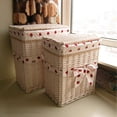 thumbnail image 2 of Cesta de ratán extragrande para ropa sucia con funda Cesta tejida para baño Cesta de mimbre tejida para guardar ropa sucia, 2 of 5