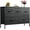 Charcoal Black Wood Grain Print-11.73"D x 39.37"W x 26.57"H, variant on Dresser For Bedroom With 5 Drawers  Wide Chest Of Fabric Storage Organizer Unit Bins Closet Living Room Hallway Floral Painted