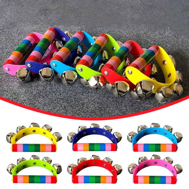 Xihbxyly 3 Cascabeles de Madera, Mini Sonajero Portátil, Diseño de Fácil Agarre, Construcción de Madera Duradera, Sonido Limpio, Divertido Juguete Musical, Aprendizaje Temprano, Tamaño 11 X 8 Cm