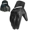 thumbnail image 1 of Premium Men's Motorcycle Leather Perforated Cruiser Protective Gel Gloves Black White L, 1 of 6