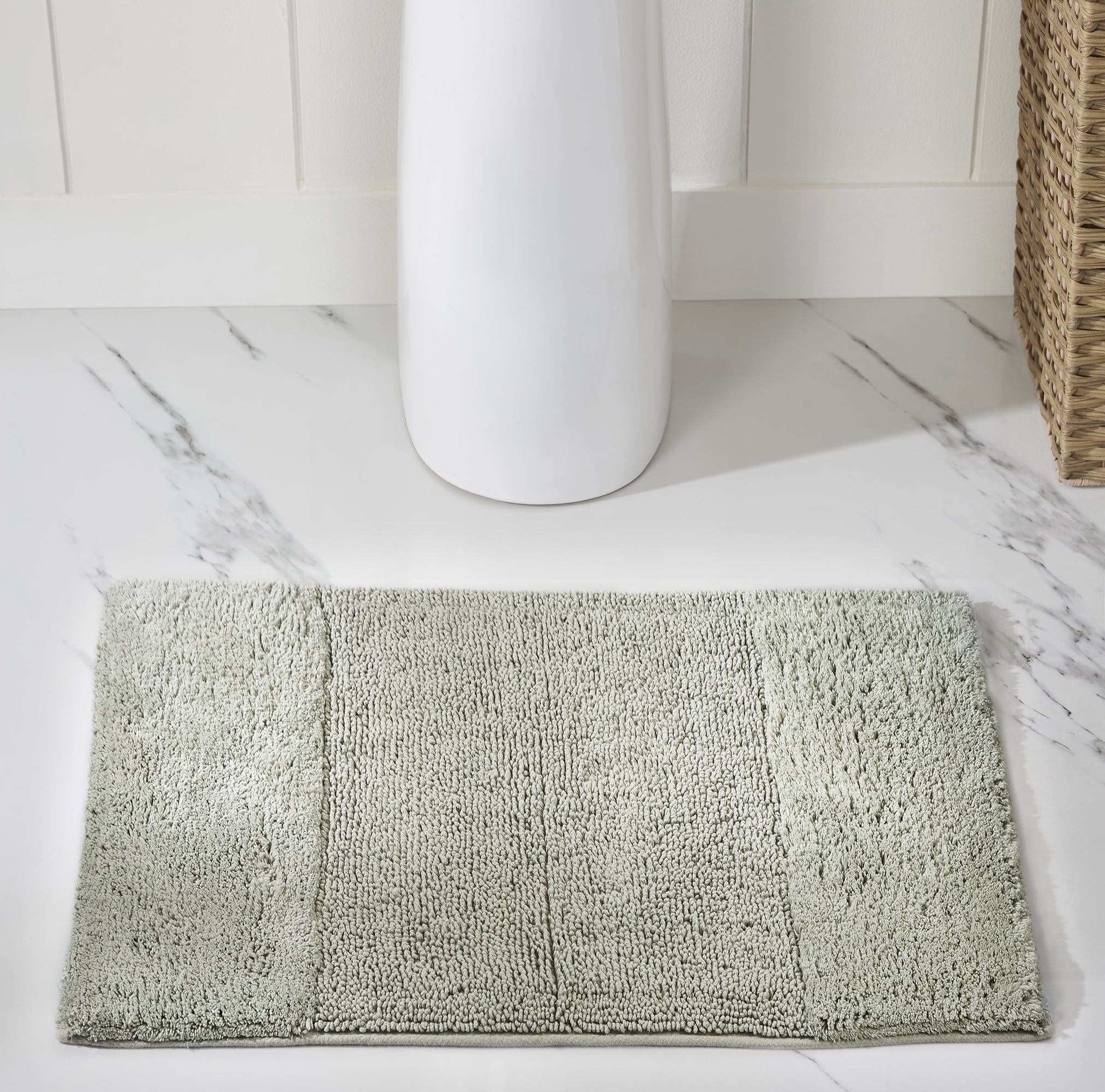 Better Trends 5 Piece Bathroom Rug Set, 100% Cotton, Extra Soft Tufted Bath Mat, Water Absorbent & Non Slip Bath Rug, (Dark Sage) Granada Collection