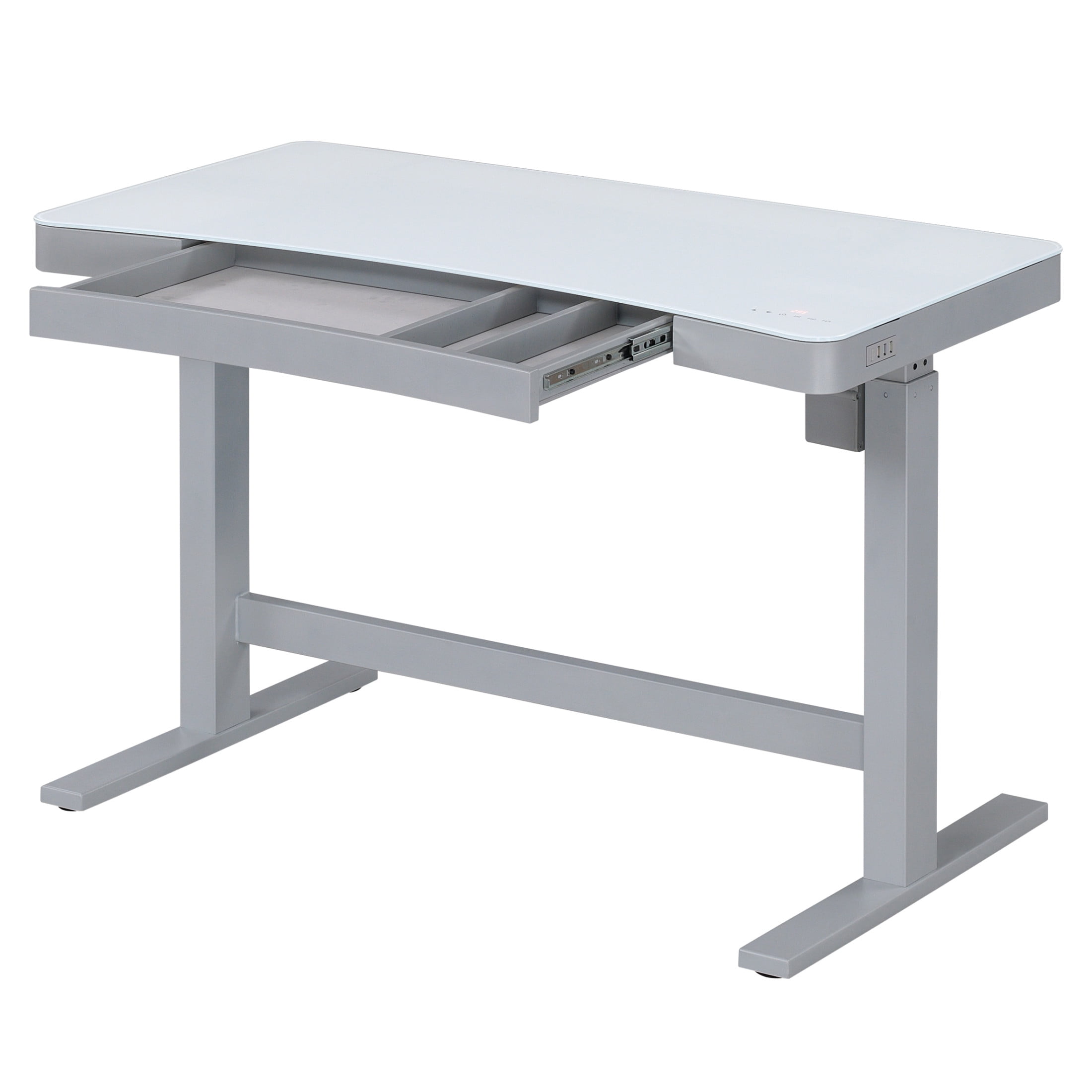 Twin Star Home 47" Ashford™ Adjustable Height Desk, Light Silver