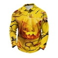 thumbnail image 3 of GrmtClth Mens Regular Fit Halloween Long Sleeve Polo Tops Vintage Cracked Pumpkin Bat Print Comfort Soft Fabric Holiday Golf Weekend Casual Shirts Yellow XL, 3 of 7