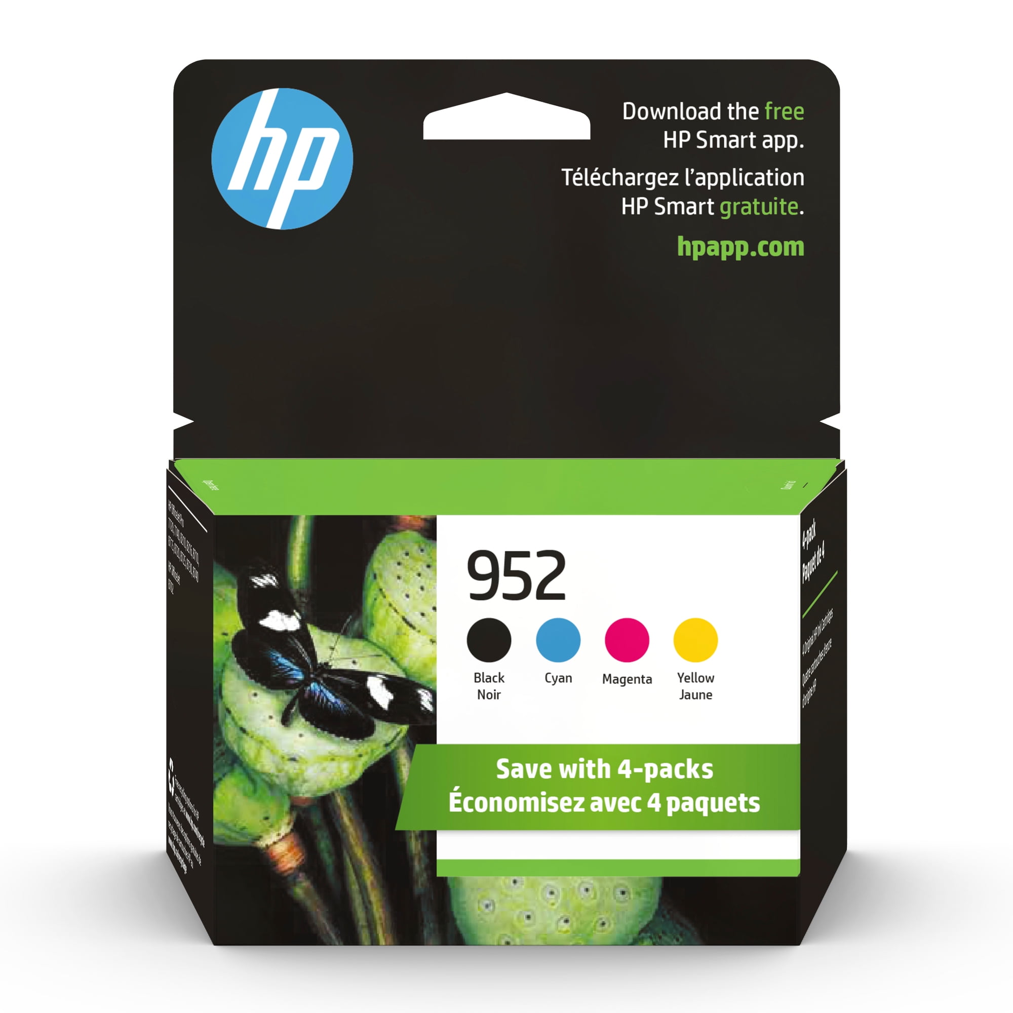 HP 952 Ink Cartridges - Black, Cyan, Magenta, Yellow, 4 Cartridges  (X4E07AN) 
