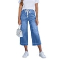 thumbnail image 6 of JJHGVB Cropped Jeans for Women Long Denim Shorts Bermuda Cargo Shorts Capri Denim Shorts Denim Shorts Vintage Streetwear Y2k Shorts Denim Culottes High Waist Retro Style Grunge Shorts Light Blue XL, 6 of 7