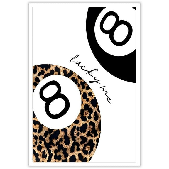 Funky Lucky 8 Ball Posters Prints Retro Y2k Trendy Preppy Room Aesthetic Art Leopard Wall Decor Pictures For Girls Bedroom Bathroom Apartment Dorm