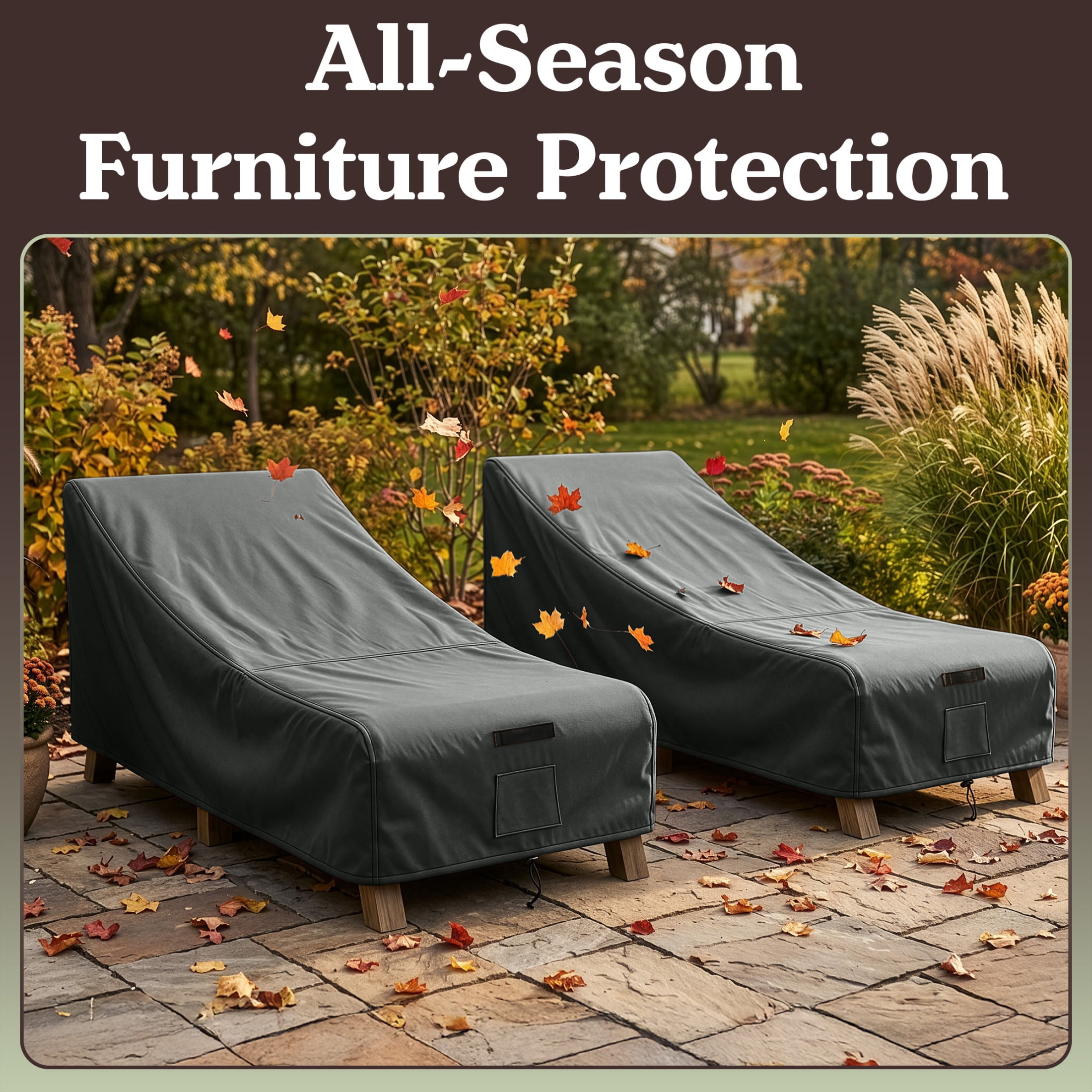 Pure Garden 76x32x32in Waterproof Outdoor Chaise Lounge Cover 2-Pack, Gray