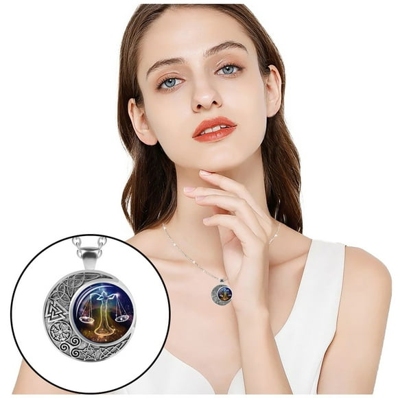 12 Zodiac Constellation Necklace Bracelet Time Gemstone Horoscope Astrology Moon Crescent Necklace for Women Men Birthday Gift Jewelry