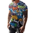 thumbnail image 1 of Playeras Hombre Cuello V Camiseta Con Estampado De Manga Corta Hipster Hop Para Hombre, 1 of 5