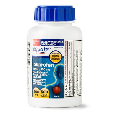 Equate Pain Relief Ibuprofen Coated Tablets, 200 mg, 500 Ct