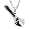 Mens Stainless Steel Adjustable Wrench Pendant Necklace