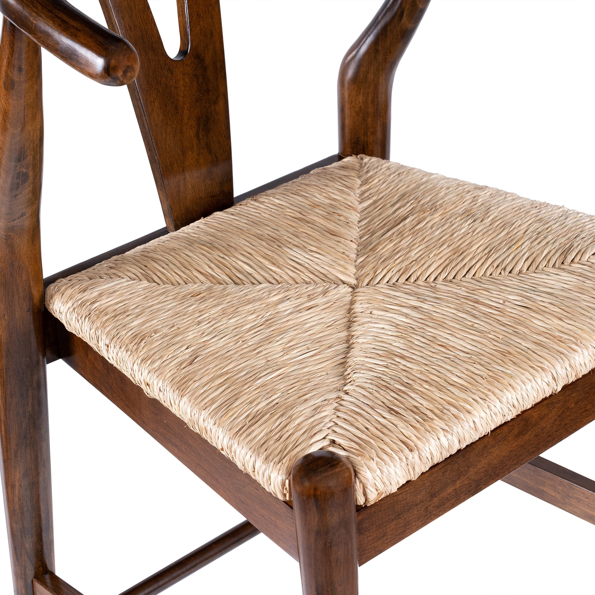 Boraam Wishbone Counter Height Bar Stool with Woven Rush Seat in Cappuccino Finish