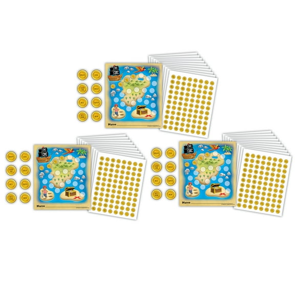 Teacher Created Resources Treasure Hunt Reward Trackers with Stickers, 3 Packs