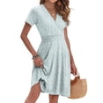 thumbnail image 6 of OutfitShow Women Summer Short Sleeve V Neck Floral Empire Waist Dress with Pockets, 6 of 7