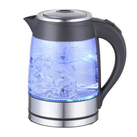 MegaChef 1.8Lt. Glass and Stainless Steel Electric Tea (Best Electric Tea Kettle 2019)