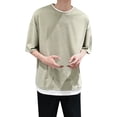 thumbnail image 1 of Camisas s Para Hombre Verano masculino sólido casual popularidad camiseta más tamaño media manga blusa tops (Green, M), 1 of 7