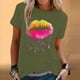 thumbnail image 1 of Fiudx Liquidación de Ahorros de Verano Blusa de Manga Corta con Cuello Redondo y Estampado a La Moda para Mujer, 1 of 5
