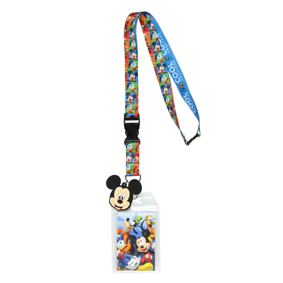 Disney Mickey and Friends The Cool Crew Detachable Lanyard with ID Badge Holder and 2" Rubber Mickey Charm