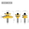 thumbnail image 1 of 3PCS 12MM 1/2" Rail & Stile Backcutter Router Bit Panel Raiser Milling Cutter For Wood Set Woodworking Tenon Bits , High Precision, 1 of 7