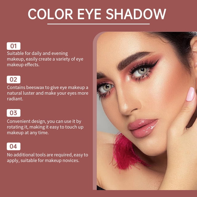 YFGEFTR 4 Color Eyeshadow Stick, Portable Two Tone Eyeshadow Gradient Stick Glitter Gradient Eye shadow Waterproof Eye shadow Pen for Eye Make Up Tool